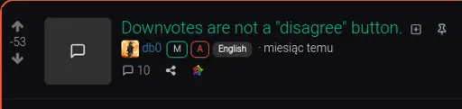 db0's "Downvotes are not «disagree» button" has got at least 53 downvotes