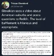 Slovakian sees a video about American suburbs