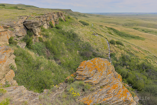 Another side view of the jump from the upper viewpoint.  The Calderwood  jump may be seen in the distance along the ridgeline and in the top left the tallest hill is Vision Quest hill.