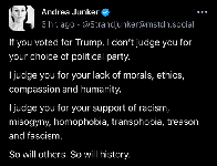Yeah, let's stop with this "don't judge people for their poiltics" bullshit