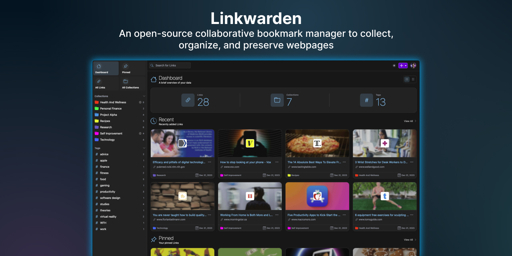 GitHub - linkwarden/linkwarden: ⚡️⚡️⚡️Self-hosted collaborative bookmark manager to collect, organize, and preserve webpages, articles, and more...