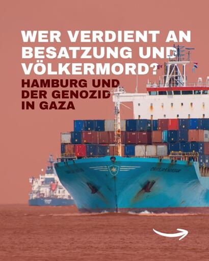 Poster: “WER VERDIENT AN BESATZUNG UND VÖLKERMORD?”