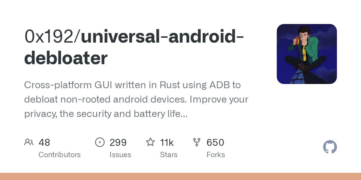 GitHub - 0x192/universal-android-debloater: Cross-platform GUI written in Rust using ADB to debloat non-rooted android devices. Improve your privacy, the security and battery life of your device.