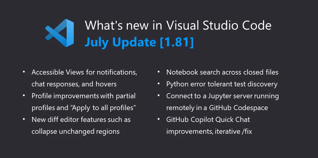 Visual Studio Code July 2023