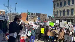 'No dictators': Crowd gathers outside Cincinnati City Hall to protest Trump and Musk