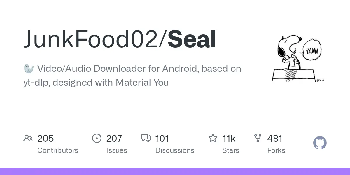 GitHub - JunkFood02/Seal: 🦭 Video/Audio Downloader for Android, based on yt-dlp, designed with Material You