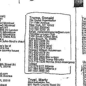 Donald Trump Appears in Epstein's black book with multiple numbers
