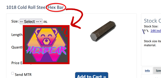 meme with metal stock "hex bar" circled and arrow pointing to Hex Bear logo