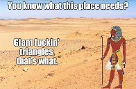 Maybe a half man half lion statue as well.