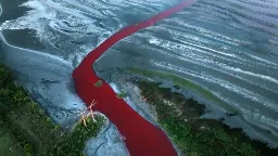 Video. Bright red river outside Buenos Aires sparks fears of pollution