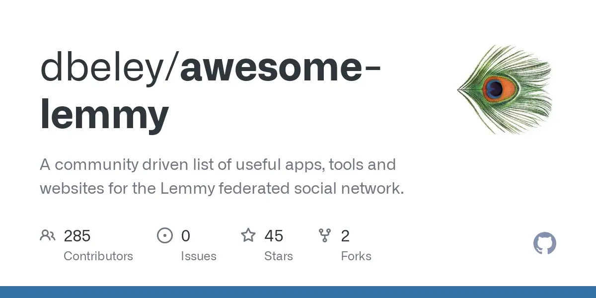 GitHub - dbeley/awesome-lemmy: A community driven list of useful apps, tools and websites for the Lemmy federated social network.