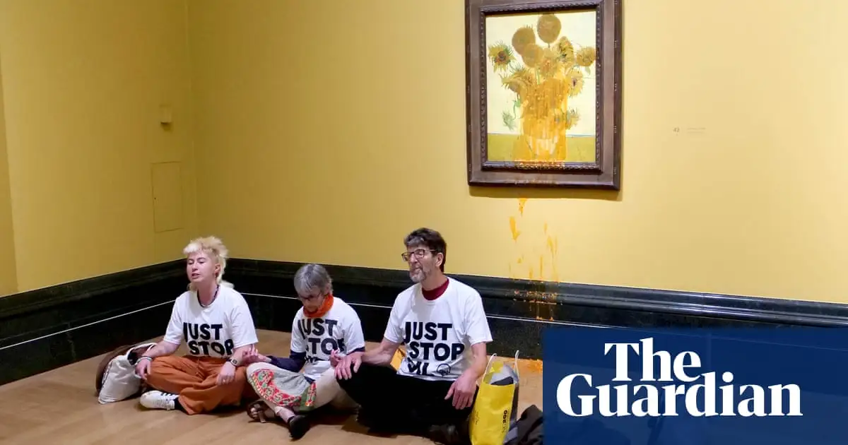 Just Stop Oil activists throw soup at Van Gogh’s Sunflowers after fellow protesters jailed