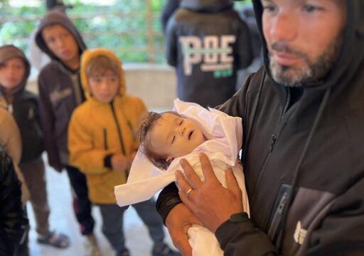 Nine-month-old Rahaf Abu Jazar died from the severe cold inside her tent in Khan Younis.