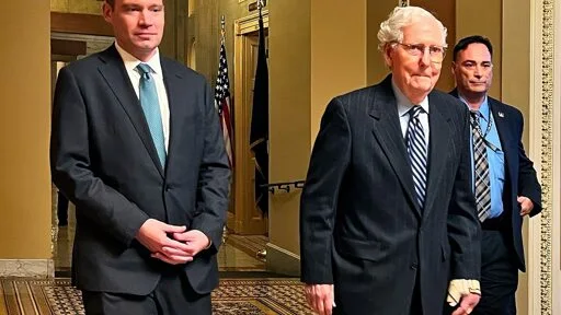 Mitch McConnell falls during Senate Republican lunch