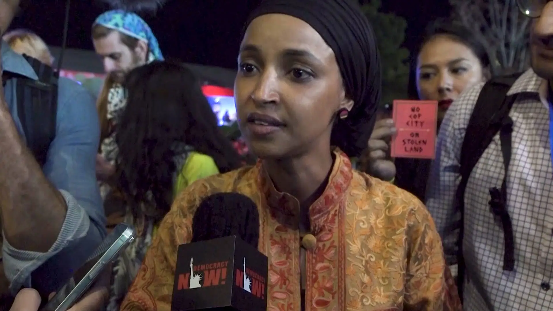 “Stop Sending Bombs”: Rep. Ilhan Omar Visits Uncommitted Sit-In & Demands Israeli Arms Embargo