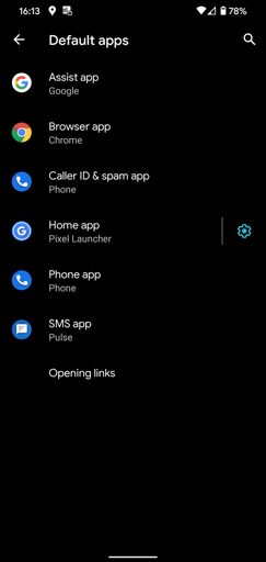 Screenshot from Android settings featuring default apps preferences