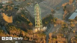 Watch: Demolition takes down record-breaking rollercoaster