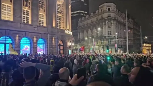 POV of Serbian Peaceful Protestors Attacked by Sonic Weapon