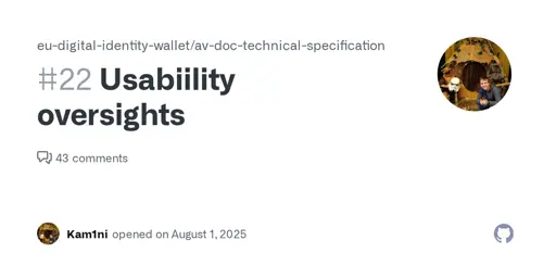 Usabiility oversights · Issue #22 · eu-digital-identity-wallet/av-doc-technical-specification