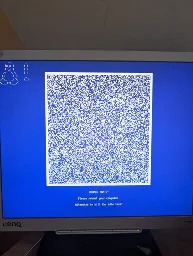 Linux Kernel Panic Blue screen with qr code