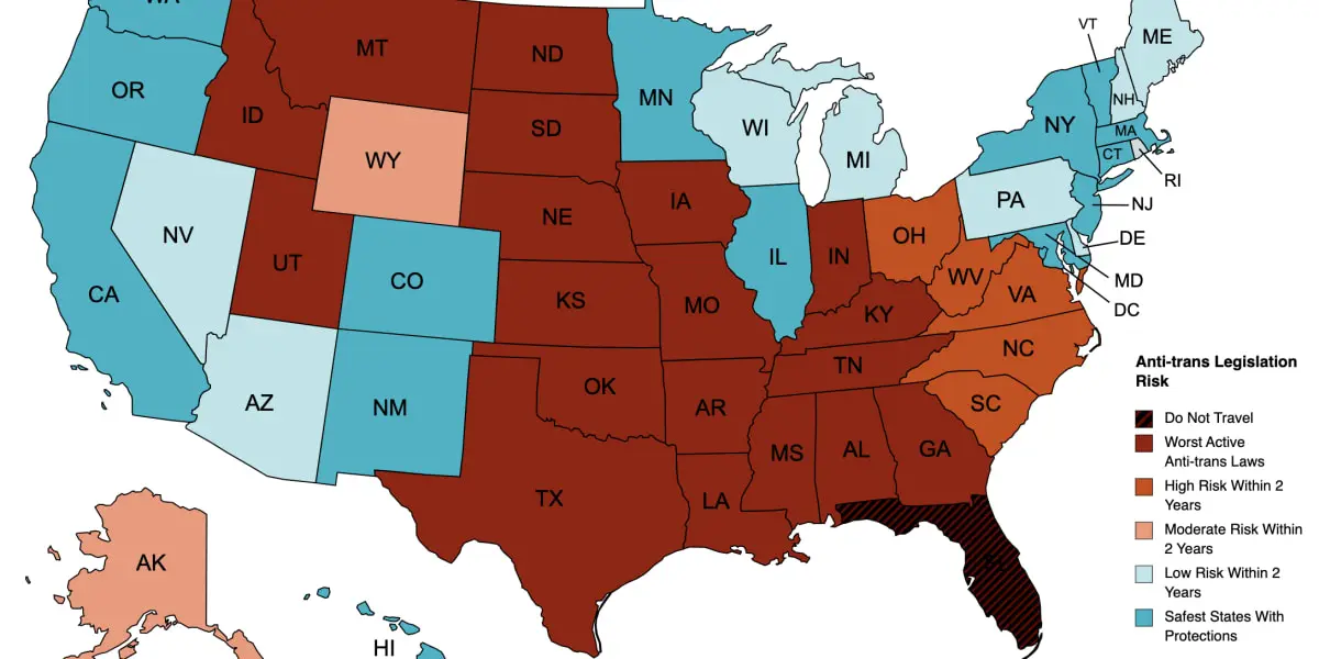 June Anti-Trans Legislative Risk Map