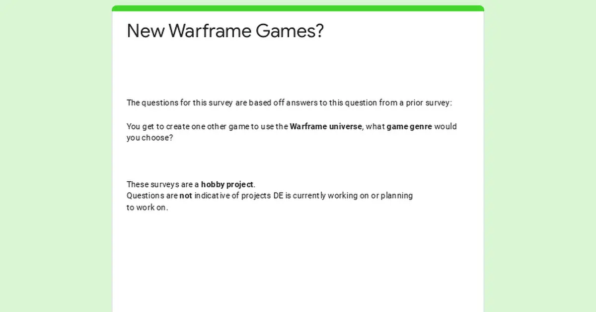 New Warframe Games?