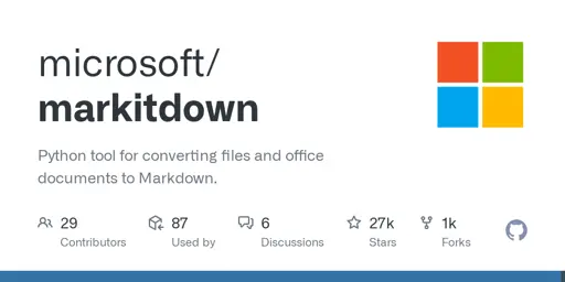 GitHub - microsoft/markitdown: Python tool for converting files and office documents to Markdown.