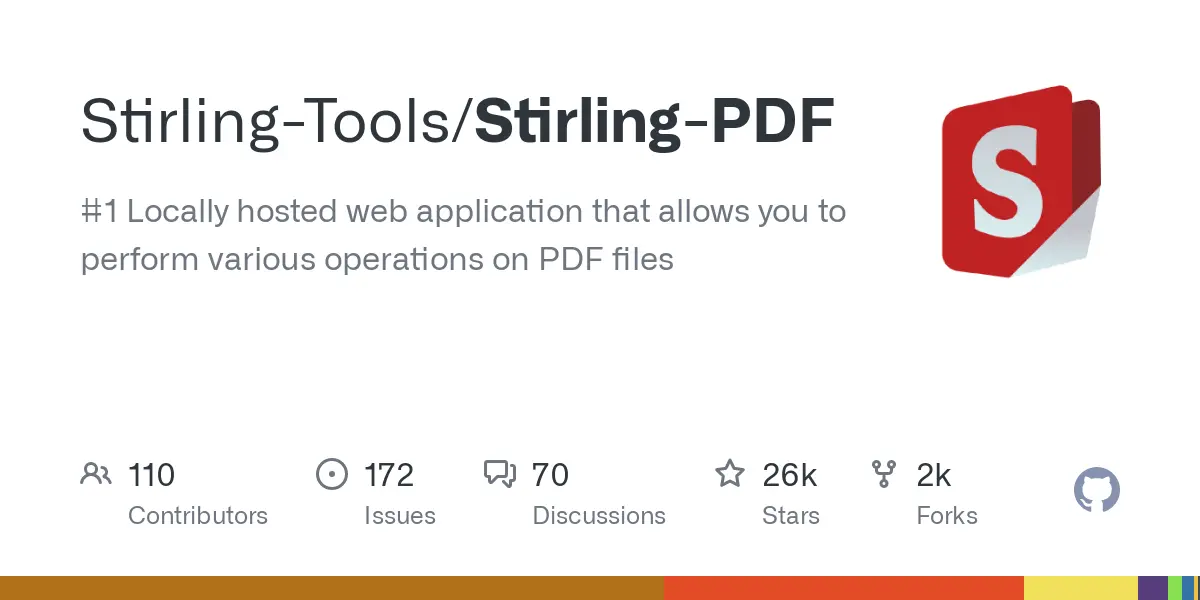 GitHub - Stirling-Tools/Stirling-PDF: #1 Locally hosted web application that allows you to perform various operations on PDF files