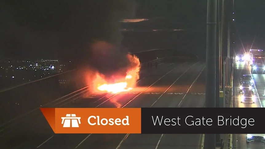 Bus bursts into flames on Melbourne's West Gate Bridge