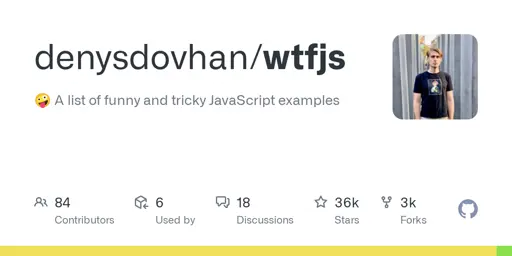 GitHub - denysdovhan/wtfjs: 🤪 A list of funny and tricky JavaScript examples