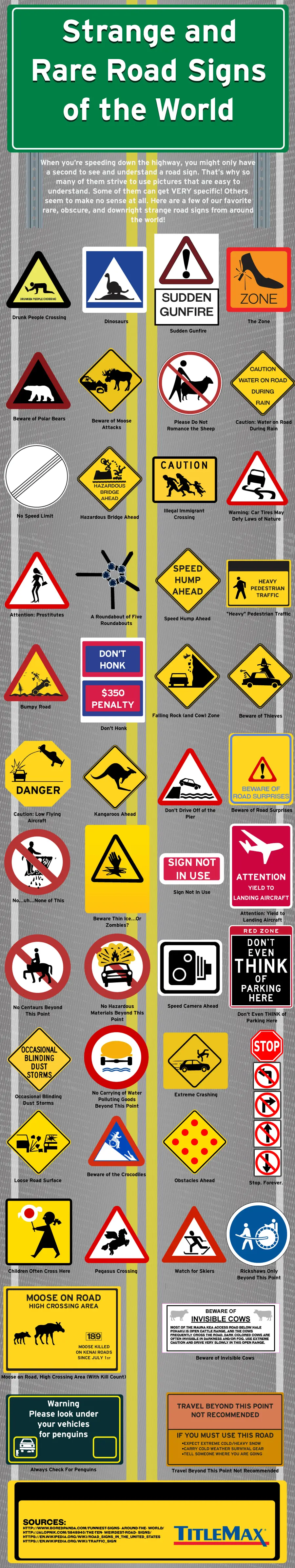 Strange and Rare Road Signs of the World (Infographic)