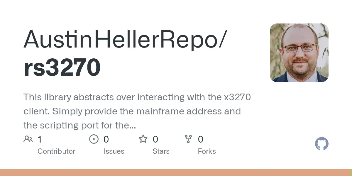 GitHub - AustinHellerRepo/rs3270: This library abstracts over interacting with the x3270 client. Simply provide the mainframe address and the scripting port for the client in order to immediately interact with the x3270 client programmatically.