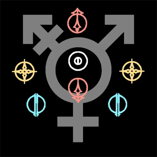 transgender symbol with hollow knight silksong tool slots on it